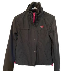 Hollister Black Ski & Snow Jacket with Pink Accents